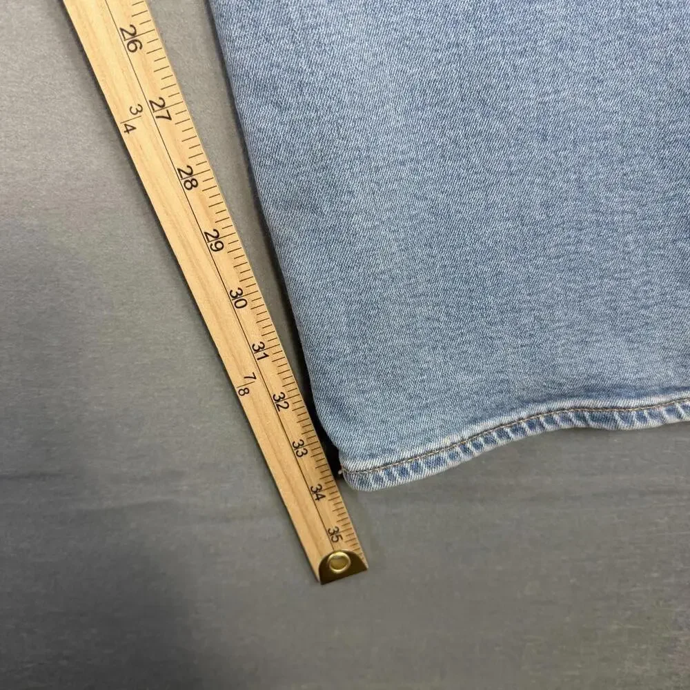 Levis Premium 501 Jeans Mens 38x34 Blue Light Wash Straight Leg Stretch Denim